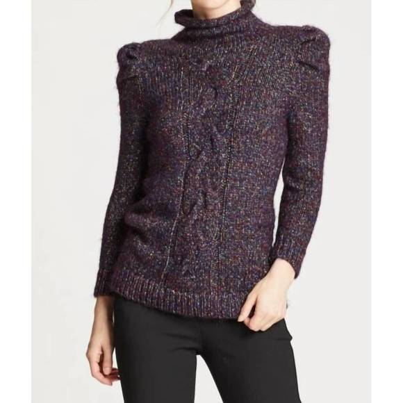 NEW MARIE OLIVER confetti cable sweater in brown - Picture 1 of 1